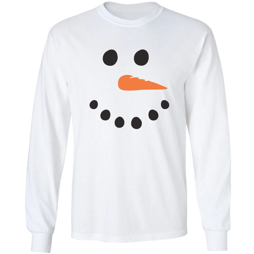 Snowman Long Sleeve T-Shirt in White - Youth Small to Adult 5X-Large - Image 1 of 1