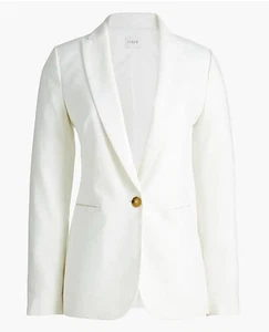 J.Crew Damen Leinen-Mix Ein-Knopf Blazer Weiß Gr:4P Neu mit Etikett - Bild 1 von 10