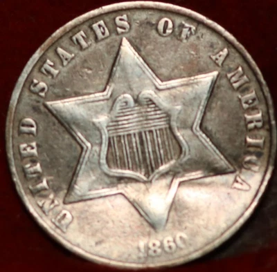 1860 Philadelphia Mint Silver Three Cent Coin - Image 1 of 2