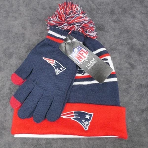 NEW NFL Team Apparel New England Patriots Beanie and Gloves Set NFL Hat Cap - Picture 1 of 8