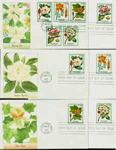 #3193-3197 Blühende Bäume SECHS Diff FLEETWOOD FDC Erstausgabetag unadressiert - Bild 1 von 4