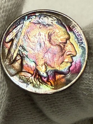 1924 Buffalo Nickel AU+ Nice Eye Appeal Toned - Image 1 of 2