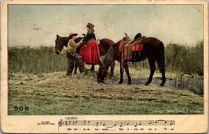 Lei fuggì su un pony SERIE CANZONE ANGLO c1909 cartolina musicale - Foto 1 di 2
