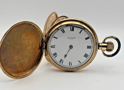Reloj Bolsillo Waltham 9 Joyas Talla 16 Lleno de Oro Doble Estuche Cazador Funciona Foto 1 de 4