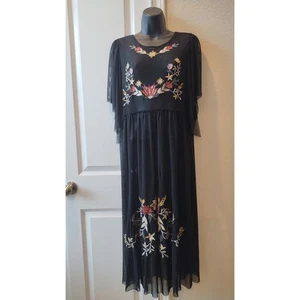Vestido túnica boho bordado de malla negro talla M Coco + Jaimeson para mujer SIN FORRO - Imagen 1 de 12
