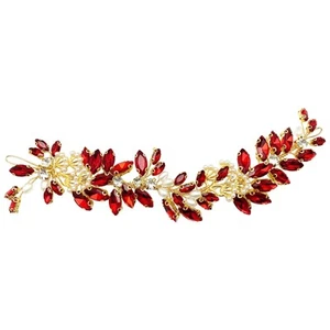 Bridal Headpiece Wedding Rhinestone Pearl Gold Vine Hair Pieces Accessories f... - Picture 1 of 7