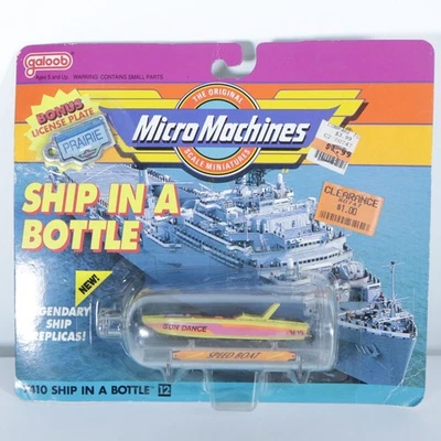 NIP Galoob Micro Machines 7410 Ship in a Bottle 2618 Sun Dance Speedboat - Image 1 of 3