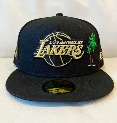New Era Los Angeles Lakers 59Fifty Palm Tree Black And Gold Trophy Taco 7 3/8 - Image 1 of 4