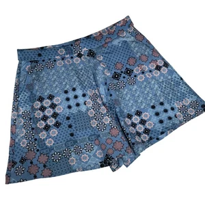 Pantalones Cortos Colección JJill Wearever Azul Patchwork Estampado Floral Cintura Elástica Talla M - Imagen 1 de 9