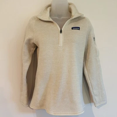 Suéter Pullover Patagonia 1/4 Cremallera Mujer Talla S Beige Tostado Polar Sostenible Foto 1 de 4