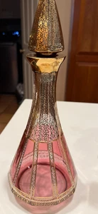 Vintage MOSER Böhmische Preiselbeere Kristall Karaffe 13,5" H mit Goldakzenten - Bild 1 von 7