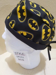 Batman Signal Super Hero Men's Skull/Chemo Surgical Scrub Hat/Cap Handmade - Picture 1 of 7