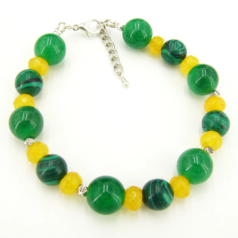 BAILYSBEADS edles Smaragde gelb Saphire Malachite Armband Armkettchen 21,5cm - Bild 1 von 1