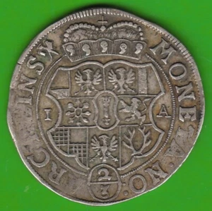 Coin silver Brandenburg-Prussia 2/3 thaler 1676 IA Halberstadt Leipzig - Picture 1 of 3