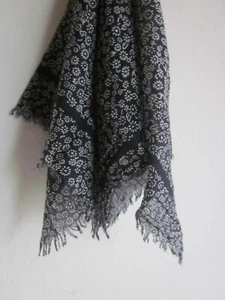 Madewell Black and White/Cream Ditzy Floral Fringe Cotton Scarf NWOT - Picture 1 of 4