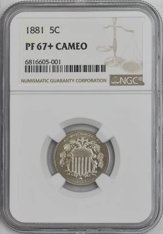 1881 Shield Nickel 5c PF67+ PR67* Cameo NGC 947330-1 Cover