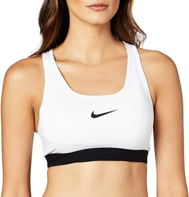 NEW! NIKE [S] Women DRI-FIT Padded Yoga/Pickleball Sports Bra-White 823312-100 - Image 1 of 2