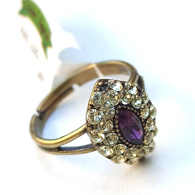 Anillo Michal Negrin púrpura delicada hoja y marquesa cristales de Swarovski caja de regalo nuevo Foto 1 de 4