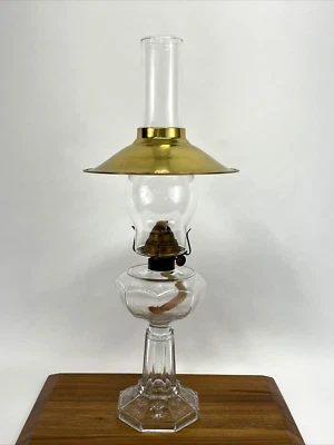 Antique Vtg Victorian Art Deco Glass Oil Lamp Nautical Ship Country Farmhouse - Image 1 of 4