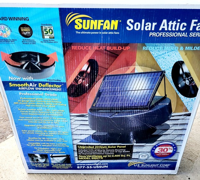 U.S. SUNLIGHT CORP. PROFESSIONAL SERIES SOLAR ATTIC FAN, 20W, MODEL 9920TR  | eBay