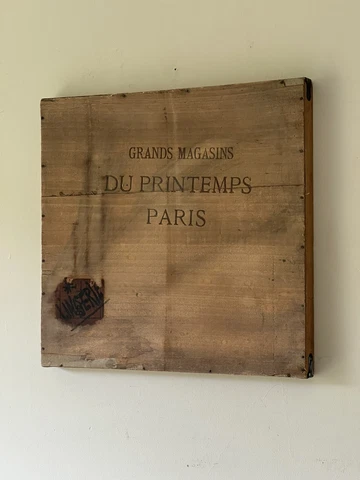Vintage French Le Printemps Paris Wooden Shop Advertising Storage Box Lid Frame Cover