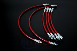 For 94-98 BMW 3-Series E36 Red Front Rear S/S Braided Hose Oil Brake Lines Cable - Picture 1 of 3