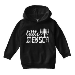 Little Mensch - Rabbi Hebrew Jewish Hanukkah Candles Toddler/Youth Hoodie - Picture 1 of 12