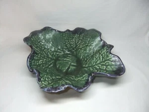 Leaf Shaped Dish Bowl North Street Potters London Studio Pottery Green - Picture 1 of 10