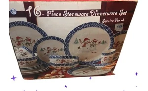 Thomson Pottery Retired Holiday Snowman Dinner Set 16PC Ceramic Christmas Rare! - Picture 1 of 21