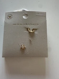 M&S 14K Gold Plated Single Stud Earrings x 3 NEW - Picture 1 of 1