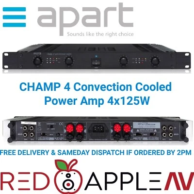 Apart CHAMP 4 Power Amplifier 4x125W @4Ω 1U Rack Mount Convection Cooled - Image 1 of 3
