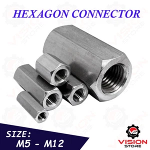 HIGH HEX CONNECTION NUTS HEXAGON CONNECTOR CONNECTING ROD BAR STUD LONG NUT ZINC - Picture 1 of 15