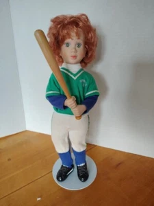 Slugger #10 Girl Softball Player Ceramic Doll Bat Baseball Red Hair Green Eyes - Picture 1 of 12