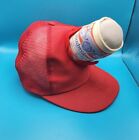Budweiser novelty red trucker cap with can sticking out Vtg READ