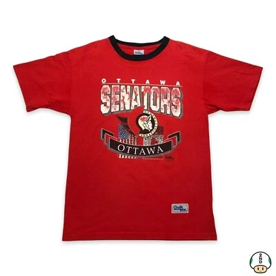 Vintage 1992 Chalk Line Ottawa Senators T Shirt Mens Large Red Hockey NHL Tee - Image 1 of 4