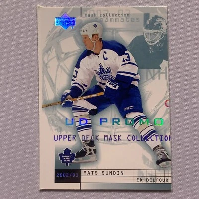 Mats Sundin Ed Belfour 2002-03 Upper Deck Mask Collection Promo MISCUT - Image 1 of 2