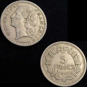* Gutse * Francia, Governo Provvisorio, 5 Francs 1945, EBC - Picture 1 of 1