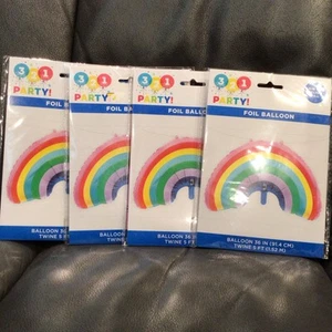 Lot Of 4 Rainbow Foil Balloon-36”w/ 5 ft. of Twine -Air or Helium fill- NEW - Picture 1 of 3