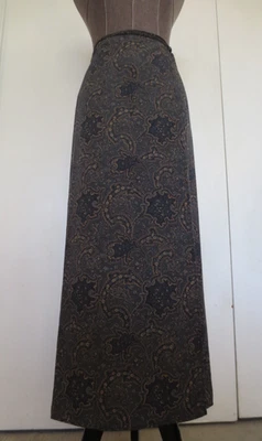 Сердце душа женщин макси надежном юбка маленький пейсли цветочный шелковистый коричневый серый черный? - Изображение 1 из 4