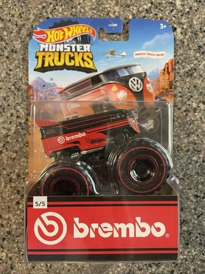 Monster Trucks 2022 Hot Wheels VW Drag Bus Brembo rojo y negro Foto 1 de 3