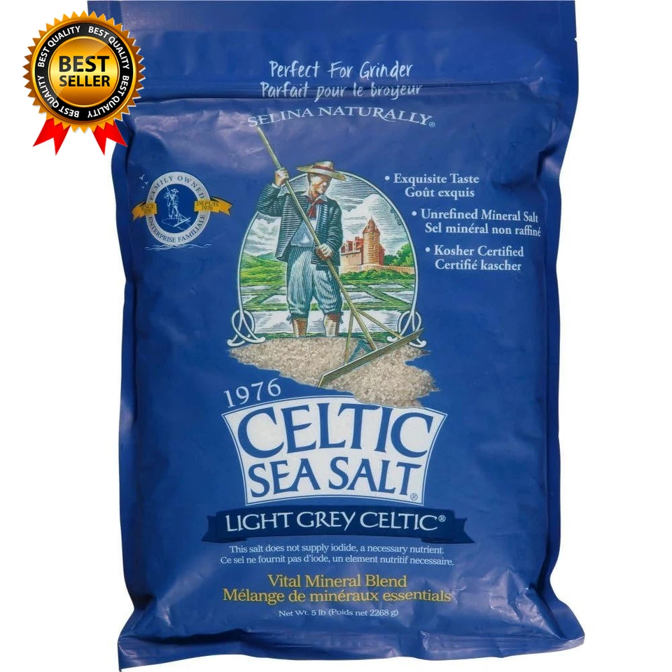 Bolsa resellable gris claro de 5 libras sin aditivos deliciosa sal marina perfecta Foto 1 de 1