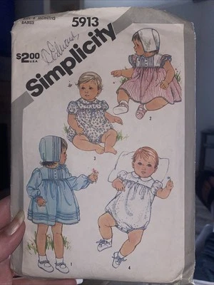 1983 Vintage Simplicity Pattern 5913 Infant Size 6 Months Cut - Image 1 of 3
