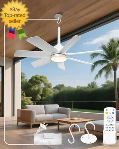 Outdoor Ceiling Fan with Light and Remote 28" LED Fan Light Gazebo Fan - Picture 1 of 1