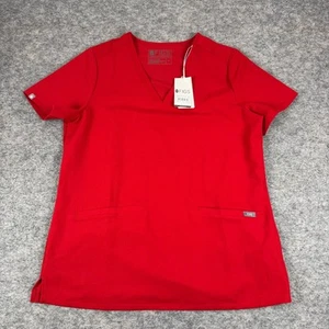 FIGS Technical Collection Casma Scrub Top Three Pocket Red Womens Medium M - Picture 1 of 11