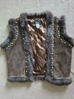 Y2K Arden B. замшевый кроличий мех с заклепками жилет коричневый размер маленький - Изображение 1 из 4