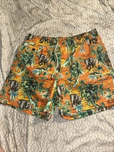 VTG Polo Ralph Lauren Swim Trunks Men Size L  Multi Color Tropical Elephant’s - Picture 1 of 7