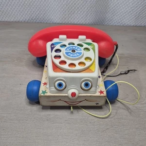 Vintage 1961 Fisher Price Chatter Phone #747 Telefon Zugspielzeug mit beweglichen Augen - Bild 1 von 12