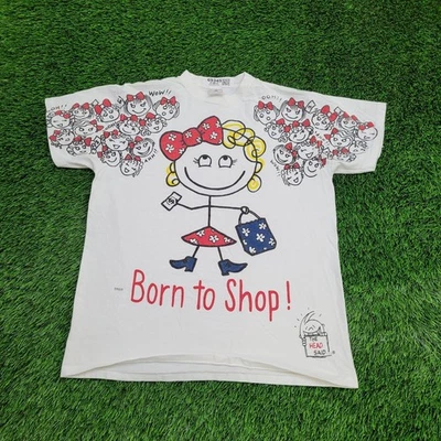 Camisa Shopaholic Vintage Años 90 Mujer Grande 21x26 Blanca FREEZE Foto 1 de 4