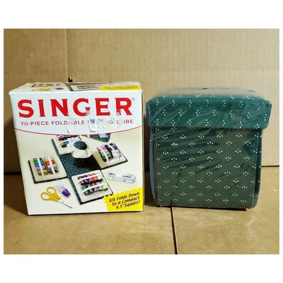 Kit de viaje cubo de costura plegable verde vintage Singer 70 piezas NUEVO Y SELLADO  Foto 1 de 4