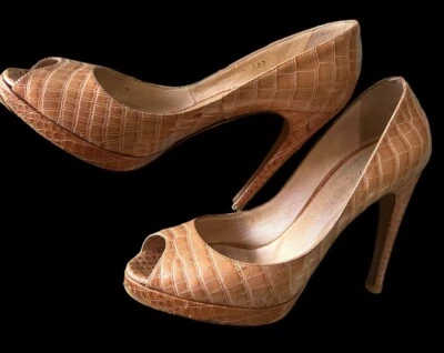 Zapatos de salón CASADEI CROC de cuero en relieve peep toe plataforma talla 7.5 [FALTA PUNTA DE LECTURA] Foto 1 de 4